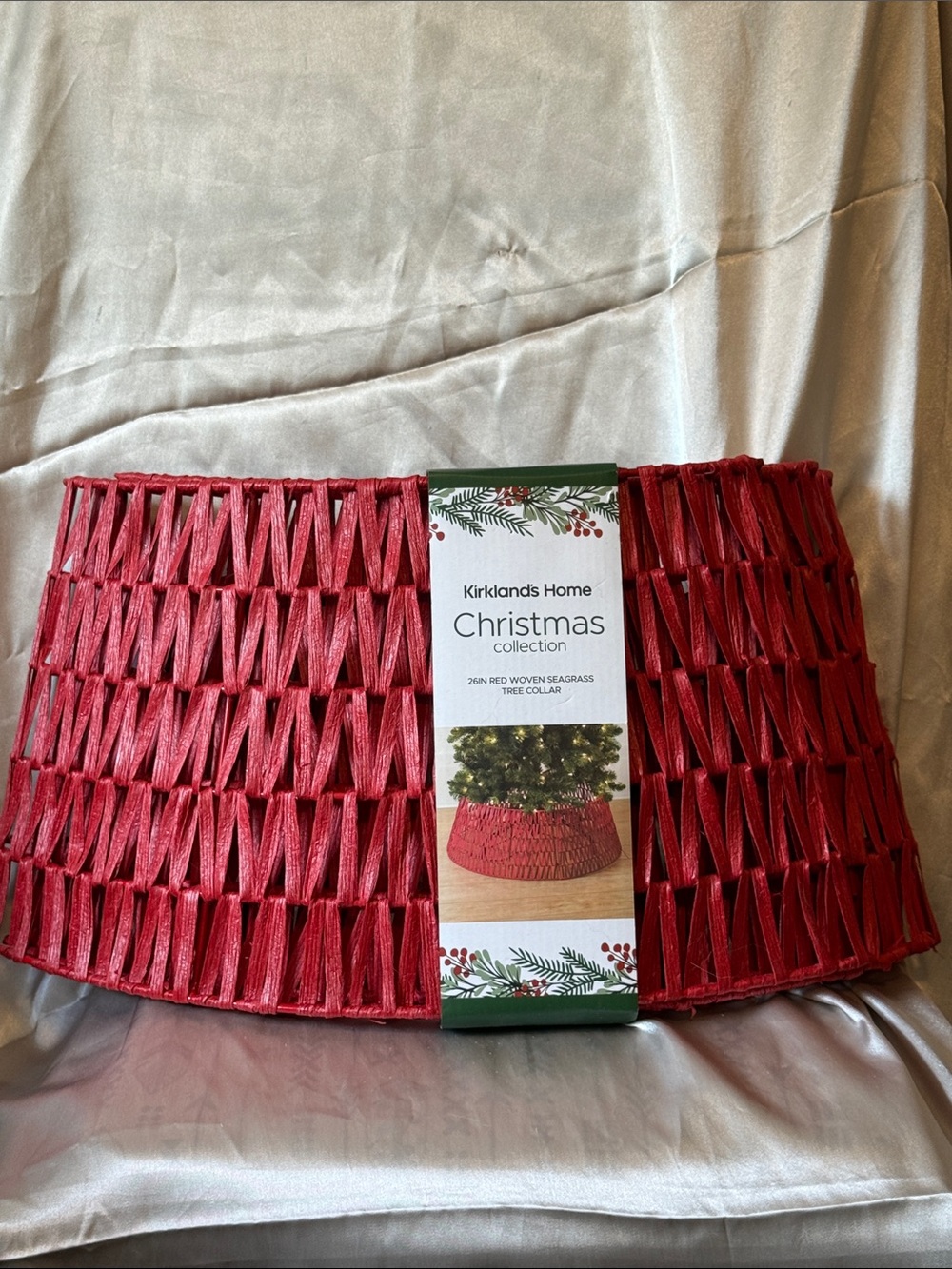 Kirklands Red Woven 26” Seagrass Tree Collar